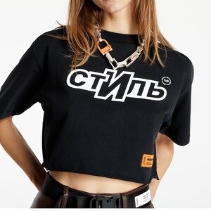 Heron Preston Black Graphic Crop Top